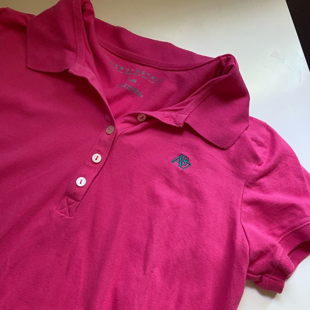 Pink Aeropostale Polo; perfect condition; size L